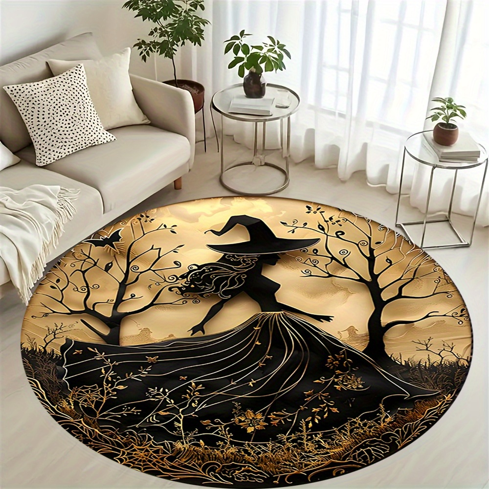 Home Bathroom Door Design - 1pc of Halloween-Themed Round Mat with