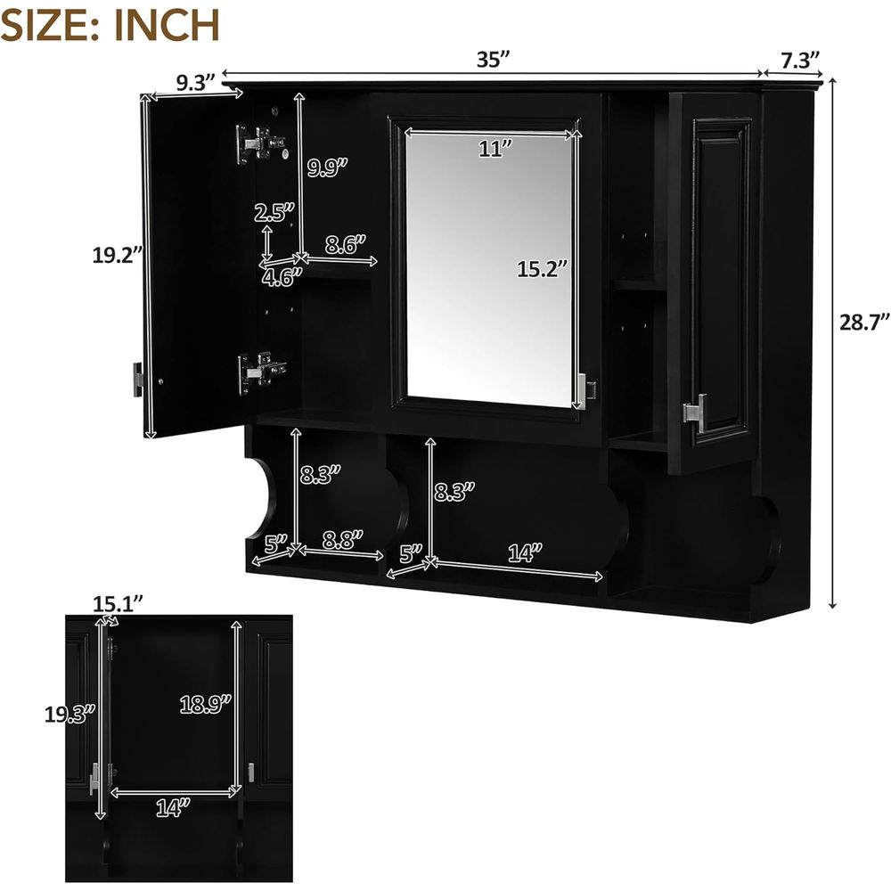 Bathroom Wall Cabinet with Mir - Bathroom Cabinet Mirror 评论和价格