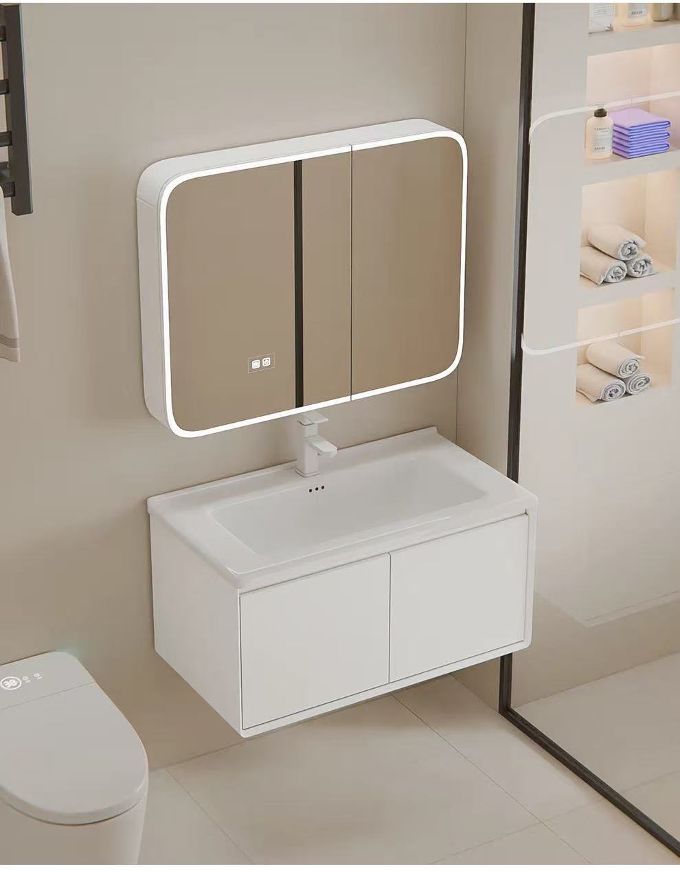 70cm Modern Minimalist Wall-Mo - Bathroom Cabinet Mirror 评论和价格