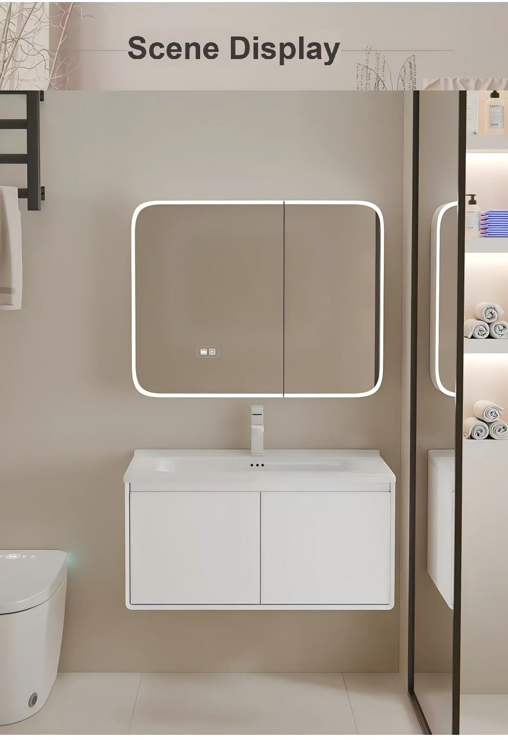 70cm Modern Minimalist Wall-Mo - Bathroom Cabinet Mirror 评论和价格