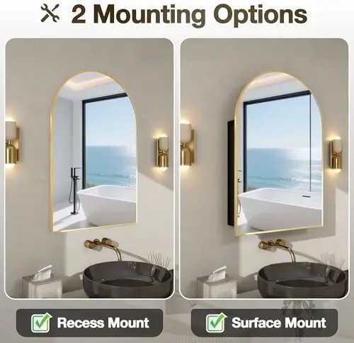 Arched Medicine Cabinet Mirror - Bathroom Cabinet Mirror 评论和价格