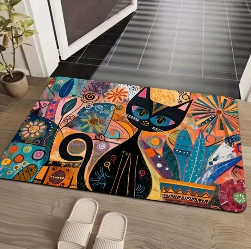 Vibrant Cat Design Floor Mat N - Home Bathroom Door Design 评论和价格
