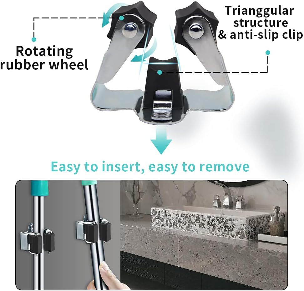 1/4pcs Broom Hanger Mop Holder - Tiny Home Bathroom Kitchen 评论和价格